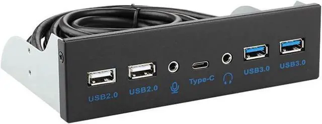 Main image of 5.25 Inch Optical Drive Bay Multifunction Front Panel Expansion Board, 10Gbps USB3.1 Gen2 Type-C, 7 Ports Total with USB3.0, USB2.0, HD Audio & Mic Jack, Equipped with 20Pin Key-A USB3.1 Motherboard H