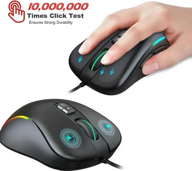 Alt view image 4 of 7 - WRIARICH Wired RGB Gaming Mouse, 6400 Adjustable DPI Ergonomic USB Gaming Mice with Breathing Light, 7 Programmable Buttons Compatible with Windows XP/7/8/10/Vista & Linux