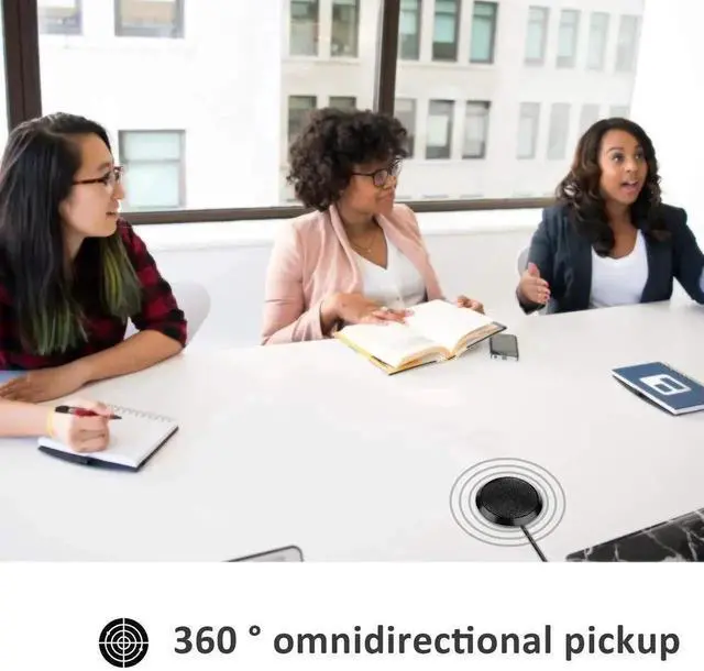 Alt view image 2 of 7 - WRIARICH 3.5mm Omnidirectional Desktop Condenser Microphone, 360° Pickup PC Mic for Laptop & Desktop, Ideal for Online Meetings, Online Classes, Gaming, Voice Chat & Audio Recording