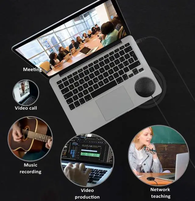 Alt view image 3 of 7 - WRIARICH 3.5mm Omnidirectional Desktop Condenser Microphone, 360° Pickup PC Mic for Laptop & Desktop, Ideal for Online Meetings, Online Classes, Gaming, Voice Chat & Audio Recording