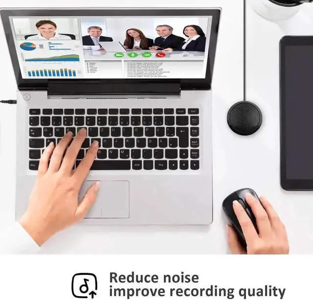 Alt view image 6 of 7 - WRIARICH 3.5mm Omnidirectional Desktop Condenser Microphone, 360° Pickup PC Mic for Laptop & Desktop, Ideal for Online Meetings, Online Classes, Gaming, Voice Chat & Audio Recording