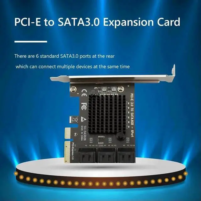 Alt view image 2 of 3 - WRIARICH 6 Ports SATA III PCIe 3.0 X4 Controller Expansion Card, 6Gbps ASMedia Chip SATA Adapter, 120x65x56mm Storage Expansion Card for Desktop & Server