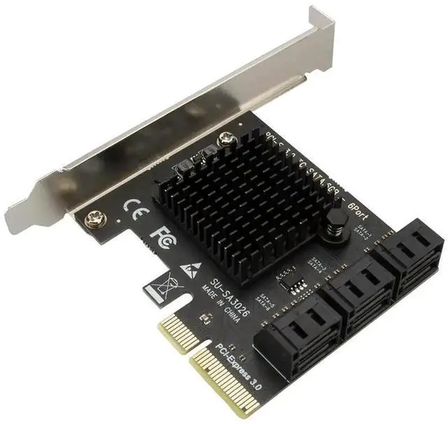 Alt view image 3 of 3 - WRIARICH 6 Ports SATA III PCIe 3.0 X4 Controller Expansion Card, 6Gbps ASMedia Chip SATA Adapter, 120x65x56mm Storage Expansion Card for Desktop & Server