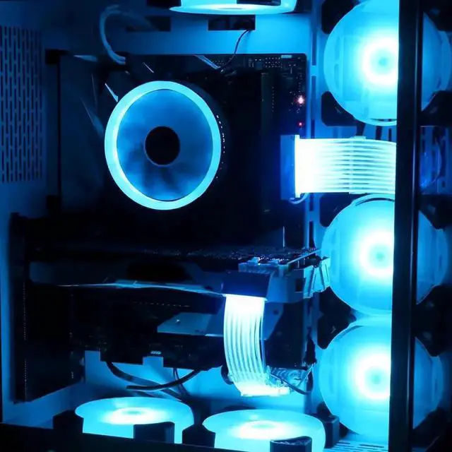 Alt view image 2 of 4 - WRIARICH Full White ARGB Strimer GPU Power Extension Cable Kit, Dual 8(6+2)Pin PCIe PSU Extension Cord, 5V 3Pin Addressable RGB Synchronization, White A-Style Connector for Custom White PC Chassis