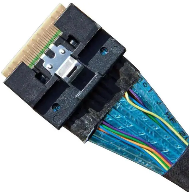 Alt view image 3 of 4 - WRIARICH 80cm SlimSAS Splitter Cable, SFF-8654 74Pin 8X to Dual SFF-8643 36Pin 2×4X Mini SAS HD Server Internal Data Cable