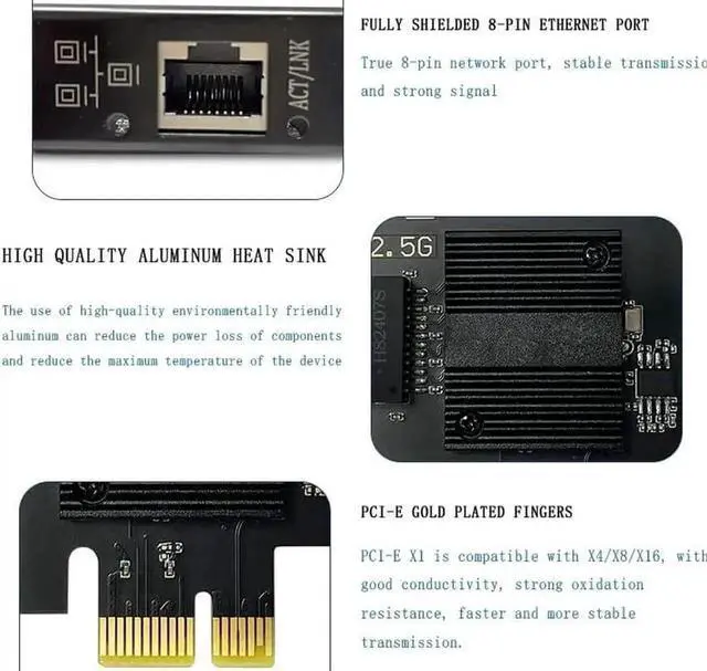 Alt view image 3 of 6 - WRIARICH 2.5G PCIe Network Card with Intel I226-V Chip, 2.5GBASE-T RJ45 Wired LAN Adapter for Windows 10/11