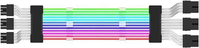 Alt view image 6 of 6 - WRIARICH 3×PCIe 8Pin ARGB GPU Power Extension Cable, 5V 3Pin Addressable RGB Synchronizable Graphics Card Extension Cord, 10.43 Inches Length