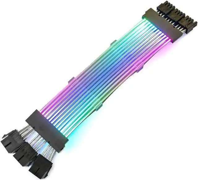 Alt view image 3 of 6 - WRIARICH 3×PCIe 8Pin ARGB GPU Power Extension Cable, 5V 3Pin Addressable RGB Synchronizable Graphics Card Extension Cord, 10.43 Inches Length