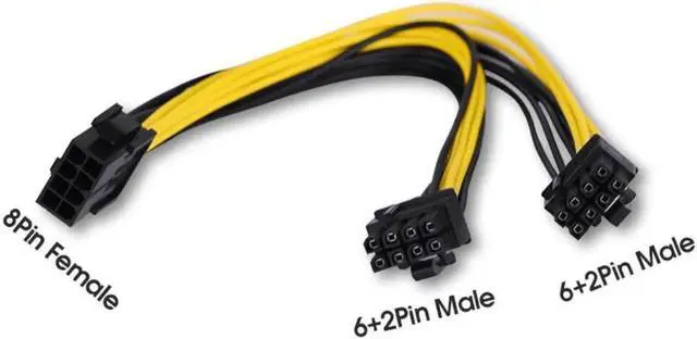 Alt view image 2 of 4 - WRIARICH 10 Pack 260mm PCIe 8Pin Female to 8Pin(6+2) Male GPU Power Extension Cables for Graphics Card Mining Motherboard