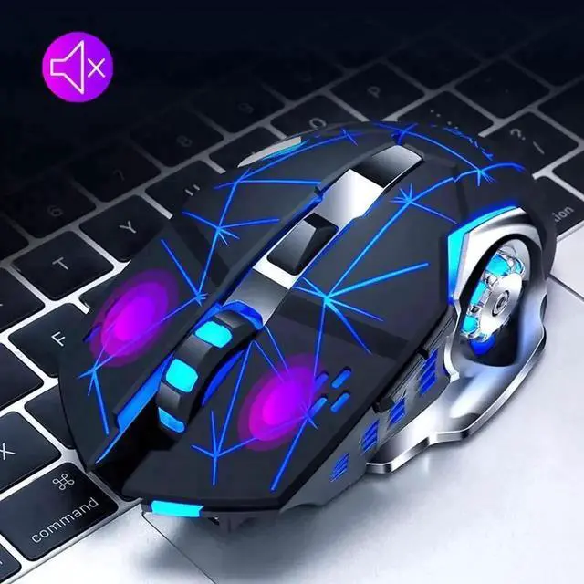 Alt view image 4 of 5 - WRIARICH 2.4G Wireless Rechargeable Silent Gaming Mouse, 2400 DPI Adjustable 7 Color Breathing Backlit Mouse for PC Laptop Gamer