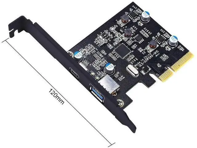 Alt view image 4 of 7 - WRIARICH PCIe 4X USB 3.1 Gen2 Expansion Card with ASM1142 Chip, Dual USB-A + USB-C 10Gbps PCI Express Riser Add-On Adapter Compatible Windows XP/Vista/7/10
