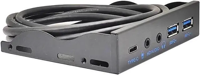 Alt view image 3 of 5 - WRIARICH 3.5 Inch PC Floppy Bay Front Panel Hub, 10Gbps USB 3.2 Gen2 USB-C + 2 USB3.0 Ports with HD Audio Mic Jack, Needs Motherboard 20-Pin USB & USB3.2 Key-A Headers for Desktop Chassis