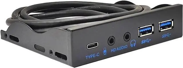 Alt view image 5 of 5 - WRIARICH 3.5 Inch PC Floppy Bay Front Panel Hub, 10Gbps USB 3.2 Gen2 USB-C + 2 USB3.0 Ports with HD Audio Mic Jack, Needs Motherboard 20-Pin USB & USB3.2 Key-A Headers for Desktop Chassis