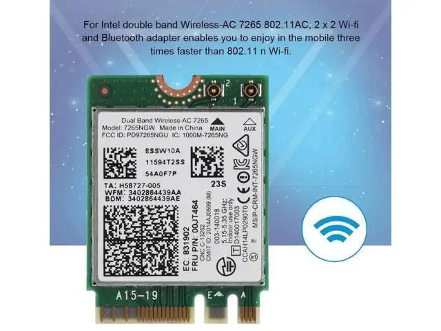 Alt view image 4 of 7 - WRIARICH AC7265 NGFF M.2 WiFi Card, Dual Band 2.4G/5GHz 802.11ac Wireless Network Adapter with Built-in Bluetooth