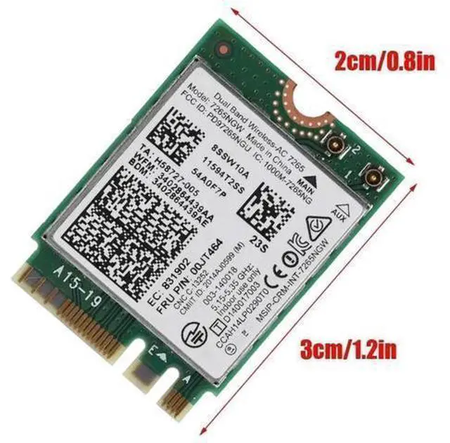 Alt view image 7 of 7 - WRIARICH AC7265 NGFF M.2 WiFi Card, Dual Band 2.4G/5GHz 802.11ac Wireless Network Adapter with Built-in Bluetooth
