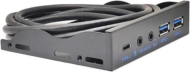 Alt view image 3 of 5 - WRIARICH 3.5 Inch PC Front Panel Hub, 10Gbps USB 3.2 Gen2 USB-C + 2 USB3.0 Ports with HD Audio Mic, Uses Motherboard 20-Pin & USB3.2 Key-A Header for Desktop Chassis