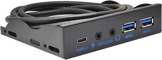 Alt view image 5 of 5 - WRIARICH 3.5 Inch PC Front Panel Hub, 10Gbps USB 3.2 Gen2 USB-C + 2 USB3.0 Ports with HD Audio Mic, Uses Motherboard 20-Pin & USB3.2 Key-A Header for Desktop Chassis