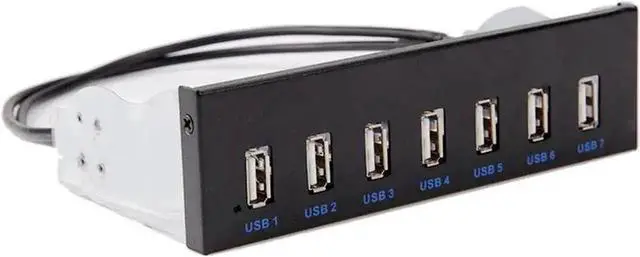 Alt view image 2 of 3 - WRIARICH 5.25 Inch Optical Drive Bay 7-Port USB 2.0 Front Panel Hub, 7 USB 2.0 Type-A Expansion Splitter with 10Pin Motherboard Header Cable & Metal Mount Bracket for Desktop PC Chassis