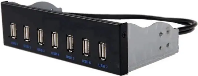 Main image of WRIARICH 5.25 Inch Optical Drive Bay 7-Port USB 2.0 Front Panel Hub, 7 USB 2.0 Type-A Expansion Splitter with 10Pin Motherboard Header Cable & Metal Mount Bracket for Desktop PC Chassis