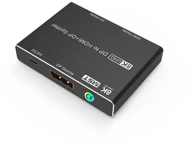 Main image of WRIARICH DP 1.4 MST Splitter 1 in 2 Out, DP to DP 1.4 + HDMI 2.1 Hub, 8K@30Hz 4K@144Hz Dual Monitor Adapter for Laptops Desktops Gaming GPUs