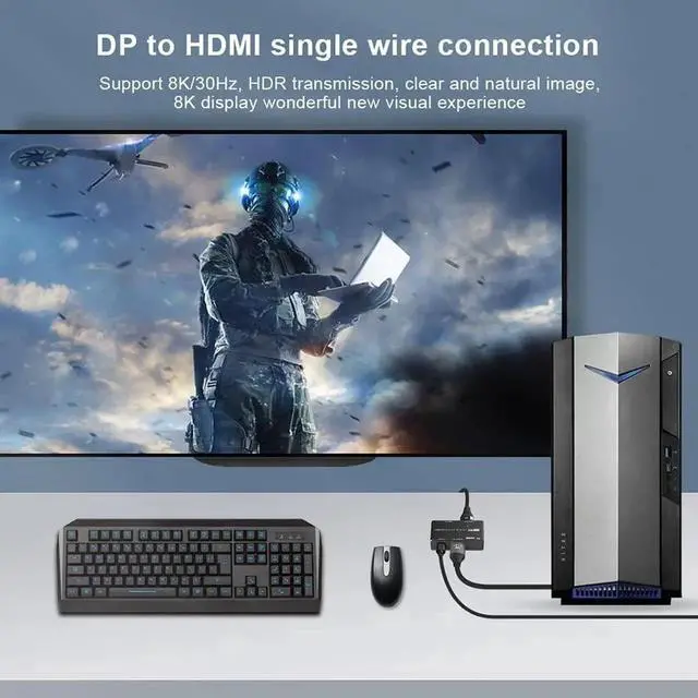 Alt view image 4 of 7 - WRIARICH DP 1.4 MST Splitter 1 in 2 Out, DP to DP 1.4 + HDMI 2.1 Hub, 8K@30Hz 4K@144Hz Dual Monitor Adapter for Laptops Desktops Gaming GPUs