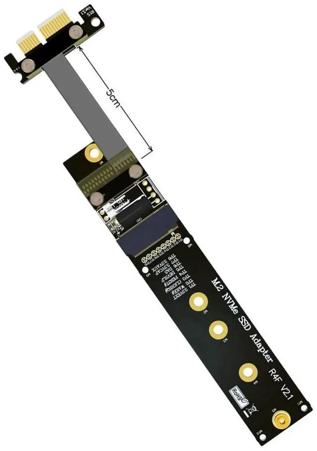 Alt view image 3 of 6 - WRIARICH M.2 M-Key NVMe SSD to PCIe x1 Riser Adapter Card, PCIe 4x to x1 Flexible FFC Flat Extension Cable PCIe Gen3.0 R14SF, 25cm Length