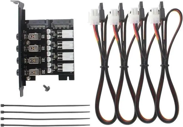 Alt view image 2 of 6 - WRIARICH 4-Bay SATA Hard Drive Power Switch Selector Module, HDD/SSD Intelligent Power Manager for 2.5"/3.5" Drives, Full-Profile PCI Bracket Included