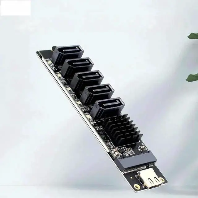 Main image of WRIARICH USB Type-C to 5-Port SATA 3.0 Expansion Adapter Card, Equipped with JM575 & JMS580 Dual Chips, 6Gbps USB-C to SATA III Converter Riser for PC Storage Expansion