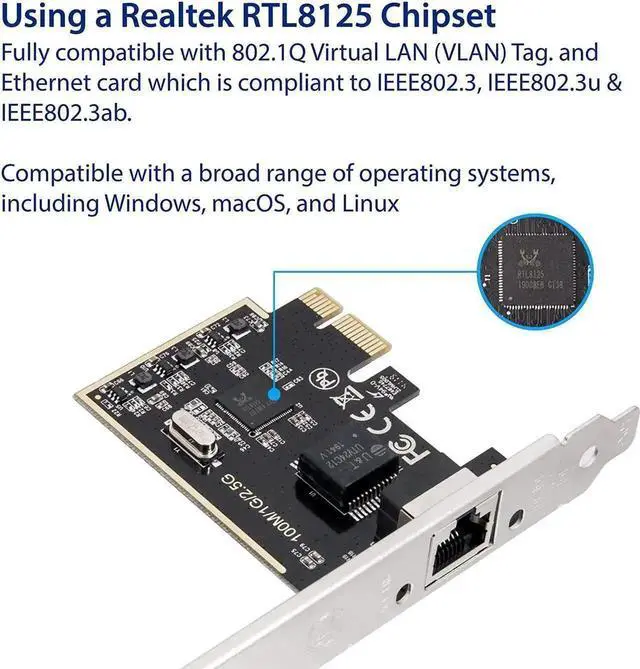 Alt view image 2 of 6 - WRIARICH 2.5G PCIe Network Card 10/100/1000/2500 Mbps RJ45 LAN Adapter SI-PEX24059