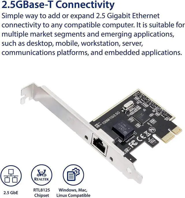 Alt view image 4 of 6 - WRIARICH 2.5G PCIe Network Card 10/100/1000/2500 Mbps RJ45 LAN Adapter SI-PEX24059