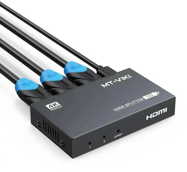 Alt view image 5 of 7 - WRIARICH MT-VIKI 1 in 2 Out HDMI 2.0b Splitter, 18Gbps 4K@60Hz HDMI Mirror Distributor Support RGB 4:4:4 HDCP 2.2 HDR for PS4 Fire Stick HDTV Monitor