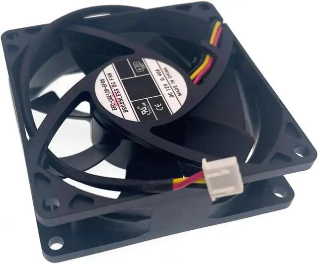 Alt view image 4 of 6 - WRIARICH EFC-08E12D-EF05 8025 80mm DC 12V 0.40A 3-Wire Dual Ball Bearing Cooling Fan for Elevator Inverter