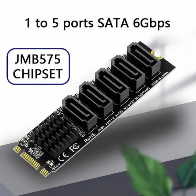 Alt view image 7 of 7 - WRIARICH NGFF B+M Key M.2 2280 to 5-Port SATA 3.0 6Gbps Port Multiplier Adapter, JMB575 PM Chip SATA Expansion Converter for Desktop PC & NAS Storage Upgrade