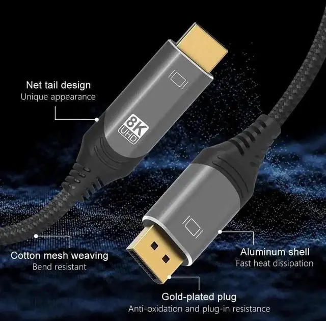 Alt view image 2 of 7 - WRIARICH 10FT HDMI to DisplayPort Cable, Unidirectional HDMI Input to DP Output, 8K & 4K Supported for PS5, Xbox, Mac Mini, PC Monitor