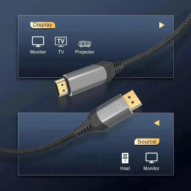 Alt view image 5 of 7 - WRIARICH 10FT HDMI to DisplayPort Cable, Unidirectional HDMI Input to DP Output, 8K & 4K Supported for PS5, Xbox, Mac Mini, PC Monitor