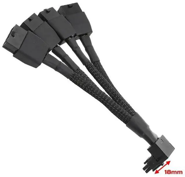 Alt view image 3 of 4 - WRIARICH 12VHPWR 12+4 Pin GPU Cable to 4×8 Pin PCIe 5.0 90 Degree Sleeved Adapter, 5.9 Inch Type B for RTX 4090 4080 4070Ti 3090Ti