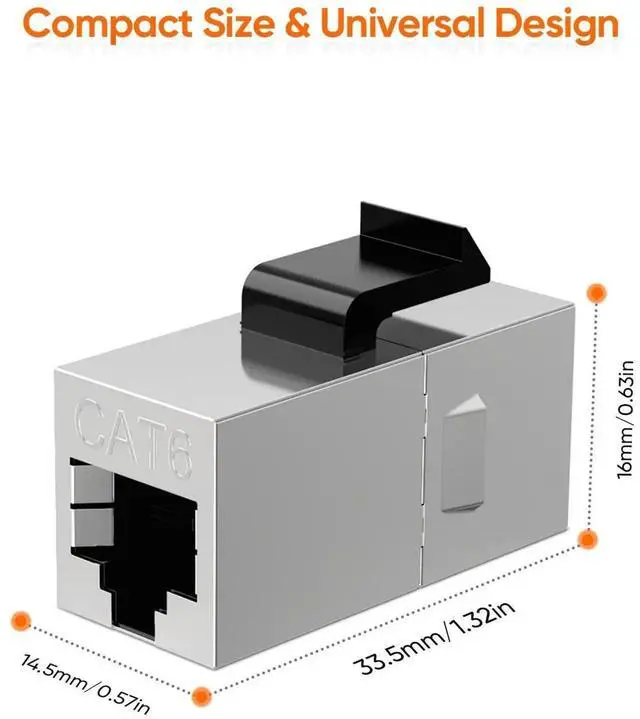 Alt view image 4 of 7 - WRIARICH 10 Pack Shielded RJ45 Female to Female Ethernet Coupler, 8P8C Inline Modular Extender Adapter for Cat6 Network Cable Extension