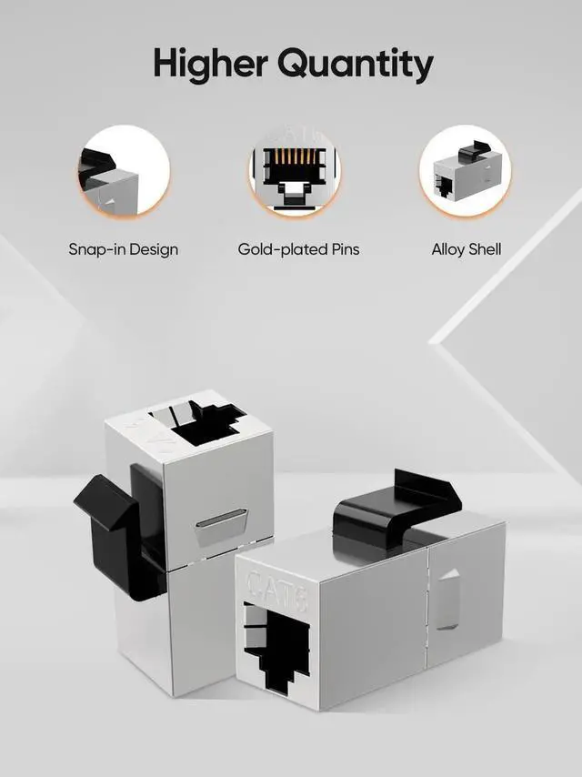 Alt view image 7 of 7 - WRIARICH 10 Pack Shielded RJ45 Female to Female Ethernet Coupler, 8P8C Inline Modular Extender Adapter for Cat6 Network Cable Extension