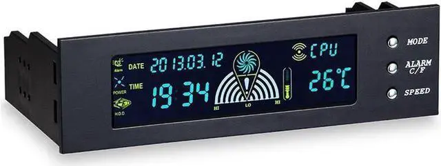 Main image of WRIARICH 5.25 Inch PC Front Bay Fan Speed Controller, 3-Channel Automatic Temperature Control with HDD & CPU Temp Sensor, LED Digital Display for Desktop Chassis Cooling Adjustment
