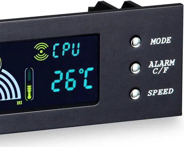 Alt view image 7 of 7 - WRIARICH 5.25 Inch PC Front Bay Fan Speed Controller, 3-Channel Automatic Temperature Control with HDD & CPU Temp Sensor, LED Digital Display for Desktop Chassis Cooling Adjustment