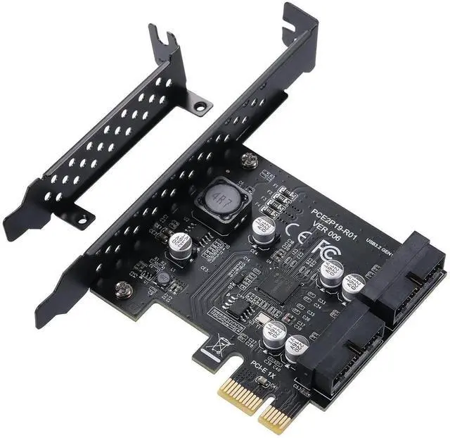 Main image of WRIARICH PCIe 1X to 2-Port 19Pin USB3.2 Gen1 Expansion Card, 5Gbps Internal Header PCI Express Card Compatible with Win XP/7/8/8.1/10/11