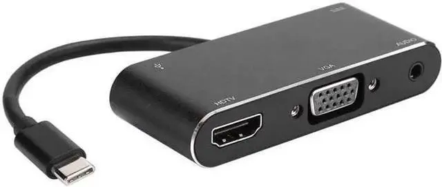 Main image of WRIARICH USB-C Multiport Docking Station, 4K HDMI & VGA Output Hub with USB3.0, USB-C, 3.5mm Audio Jack, Compatible with Type-C Laptops & Smartphones