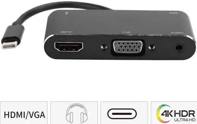 Alt view image 2 of 7 - WRIARICH USB-C Multiport Docking Station, 4K HDMI & VGA Output Hub with USB3.0, USB-C, 3.5mm Audio Jack, Compatible with Type-C Laptops & Smartphones