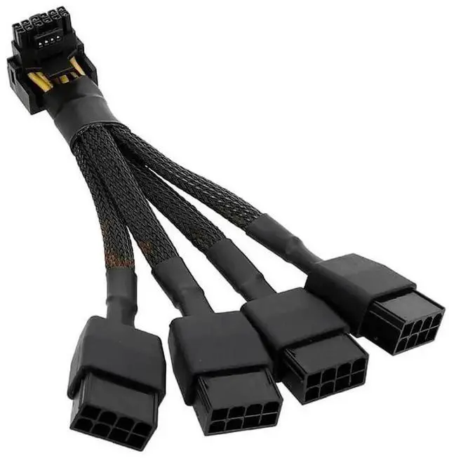 Main image of WRIARICH 12VHPWR 12+4 Pin GPU Power Adapter Cable, PCIe 5.0 90 Degree Sleeved Cord, 4×8Pin to 16Pin Type B, 5.9 Inch for RTX 4090 4080 4070Ti 3090Ti
