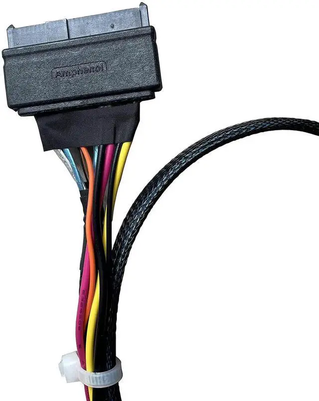 Alt view image 4 of 7 - WRIARICH 75CM PCIe Gen4 X4 SFF-8654 38Pin SlimSAS to SFF-8639 68Pin U.2 NVMe Cable with SATA Auxiliary Power, High Speed Storage Converter Cable for Server HBA RAID Card