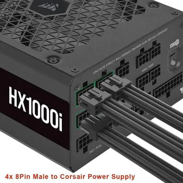 Alt view image 6 of 6 - Type A 90 Degree Right Angle 12VHPWR Power Adapter Cable, PCIe 5.0 16AWG 600W 12+4Pin 16Pin GPU Cord, 4×8Pin Input Exclusive for Corsair Modular PSU, Compatible with RTX 4090 4080 4070Ti 3090Ti
