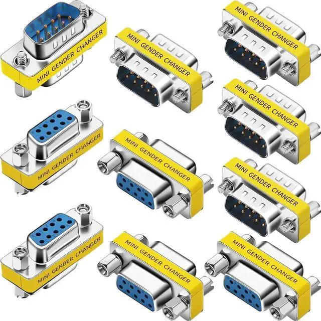 Main image of WRIARICH 10 Pack DB9 RS232 Serial Gender Changer Adapter, 9Pin Male to Male & Female to Female Serial Port Coupler Connector