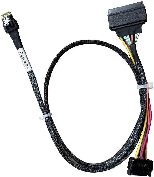 Main image of WRIARICH PCIe Gen4 x4 SlimSAS SFF-8654 (38Pin) to U.2 SFF-8639 (68Pin) Cable with SATA Power, 75cm
