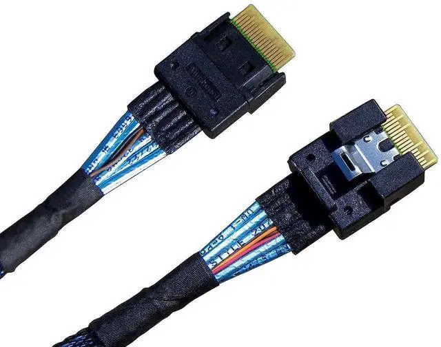 Alt view image 2 of 7 - WRIARICH PCIe Gen4 x4 SlimSAS SFF-8654 (38Pin) to U.2 SFF-8639 (68Pin) Cable with SATA Power, 75cm