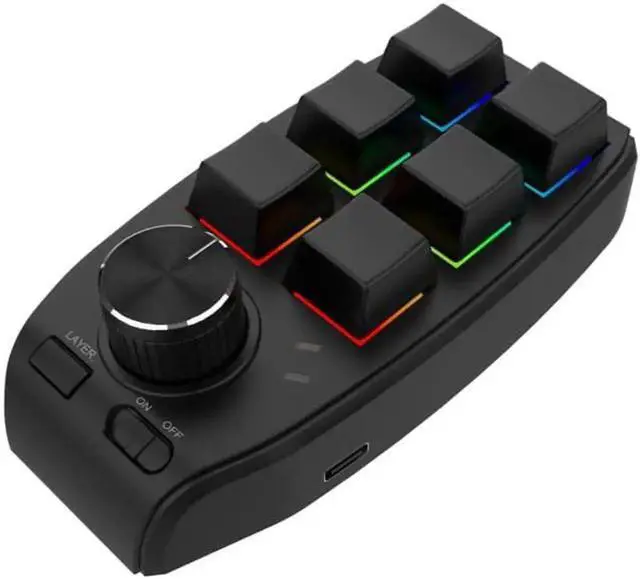 Main image of WRIARICH 6 Keys 1 Knob Bluetooth Wireless RGB Programmable Mechanical Gaming Macro Keypad